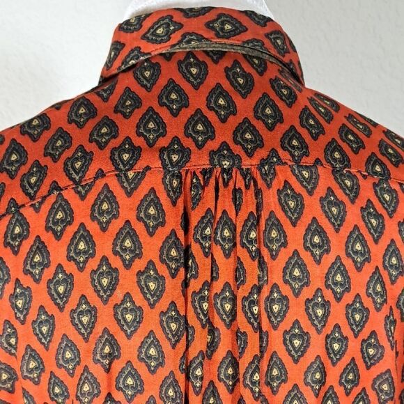 Platinum by Dorothy Schoelen Vintage Geometric Patterned Blouse Button Up Small - Picture 5 of 16